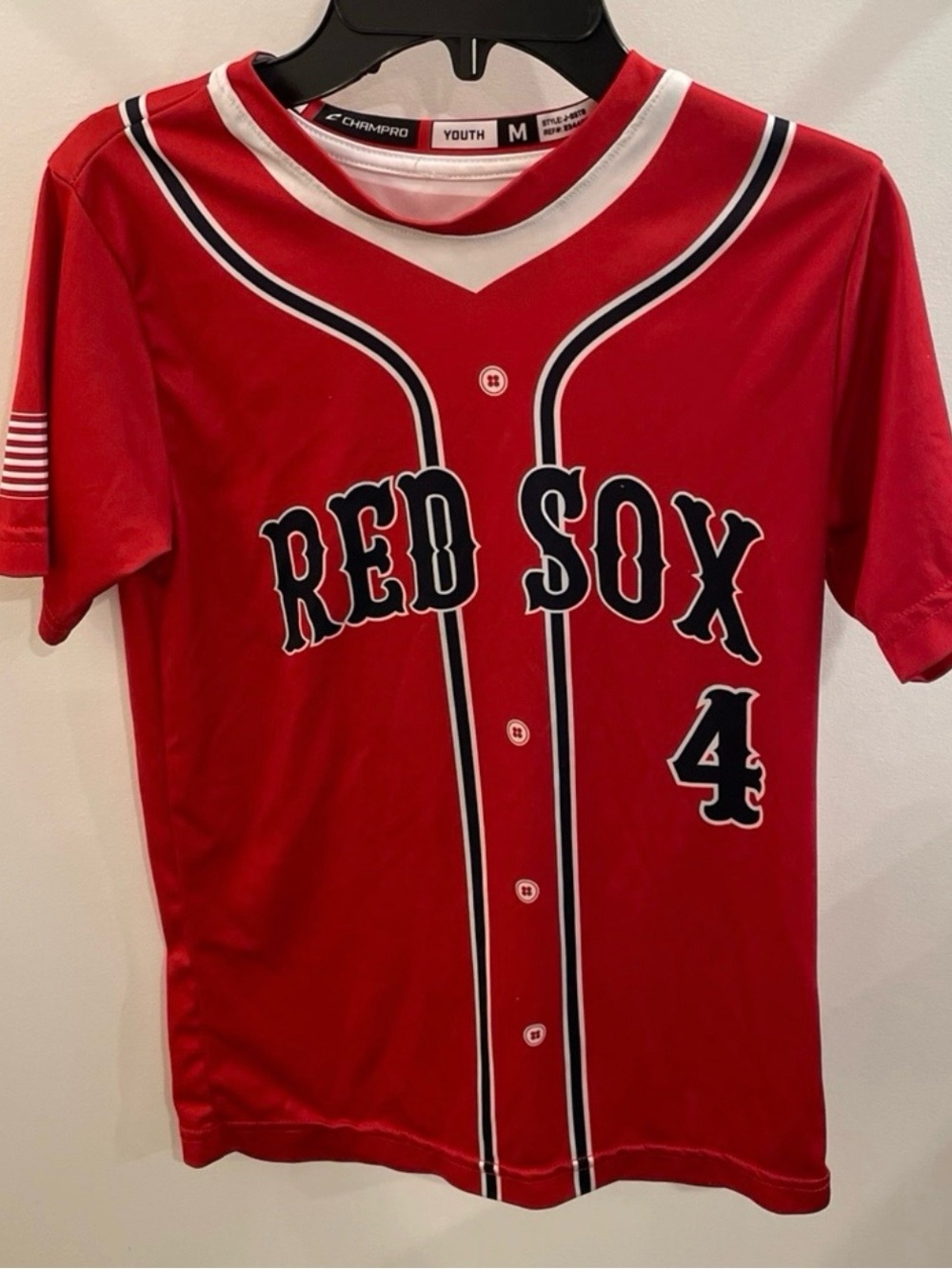 Youth Red Sox Baseball Jersey #4 Size M